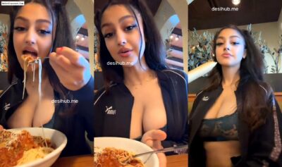 Diva Flawless Teasing Her Deep Cleavage And See Through Boobs While in a Restaurant