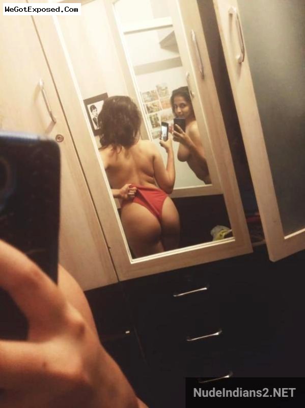 Young Gujarati wife Heena’s big tits selfies in bra panties 10
